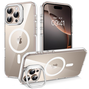 BENTOBEN for iPhone 16 Pro Max Case with MagSafe, Clear Phone Case iPhone 16 Pro Max with Camera Stand Kickstand Slim Thin Shockproof Anti-Slip Bumpe