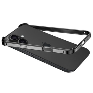 DNGN for iPhone 16 Metal Bumper Case, Compatible with MagSafe, No Back Heat Dissipation Design, Four Corner Raised Shockproof (Black)