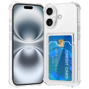 RIERBUBU Design for iPhone 16 Case with Card Holder, Wallet Case Clear Slim Soft Protective Cover Shockproof Anti-Scratch Phone Card Case for iPhone