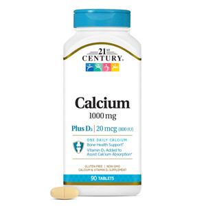 21st Century Calcium Plus D Tablets, 1000 mg, 90 Count