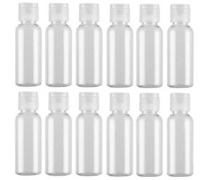 12PCS 30G 30ml 1oz Clear Empty Plastic Sample Flip Cap Bottle Pot Vial Jar Perfect for Makeup Emollient Water Shower Gel Emulsion Liquid Comestic Con