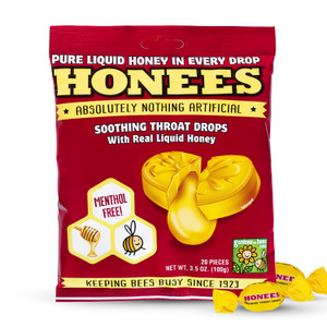 Honees Honey Filled Drops, Honey Cough Drops with Real Honey-Natural Sore Throat Relief-Nothing Artificial-Throat Coat Lozenges, Natural Cough Suppre