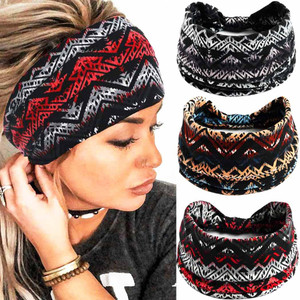 GORTIN Boho Headbands Stretch Wide Hair Bands Black Elastic Yoga Sweatband Knoted Turban Headband Cloth Twist Head Wraps Stylish Head Bands for Women