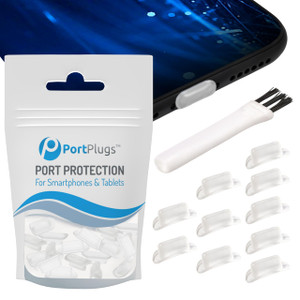 PortPlugs Dust Plugs Compatible with iPhone 11, XS, XR, X, 8, 7  Curved Bezel Lightning Port Covers for Dust, Dirt, Lint  Include Cleaning Brush |