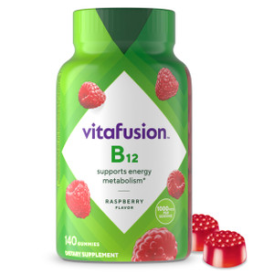vitafusion Vitamin B12 Gummy Vitamins for Energy Metabolism Support, Raspberry Flavored, Americas Number 1 Gummy Vitamin Brand, 70 Day Supply, 140 C