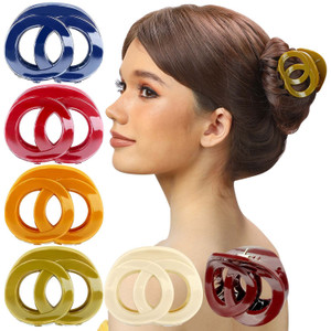 RC ROCHE ORNAMENT 6 Pcs Womens Hair Accessory Twin Circle Round Fashion Cute Girls Ladies Beauty Plastic Strong Hold Secure Grip Premium Oval Crown C
