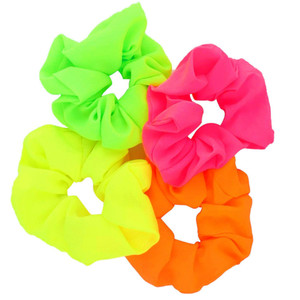 Framendino, 8 Pack Elastic Scrunchies for Hair 80s, Ponytail Ties Bands for Party Outfit Chiffon Workout Accessories in Orange, Hot Pink, Yellow, Gre