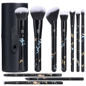 BS-MALL Makeup Brushes NO Smell 10 PCS Set Black Color Synthetic Foundation Powder Concealers Eyeshadows with Black Case