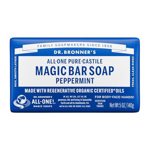 Dr. Bronner's - Pure-Castile Magic Bar Soap (Peppermint, 5 ounce) - Made with Organic Oils, For Face, Body and Hair, Gentle and Moisturizing, Biodegr