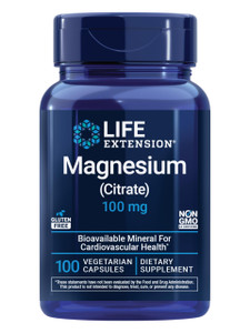 Life Extension Magnesium Citrate 100 mg Vegetarian Capsules, Blue, 100 Count