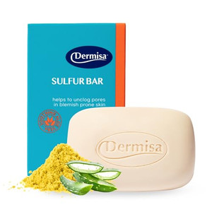Dermisa Sulfur Bar Soap with Aloe Vera, Helps to Cleanse Oily Acne-Prone Skin and Unclog Pores, Contains Sulfur & Aloe Vera, No Parabens, No Animal T