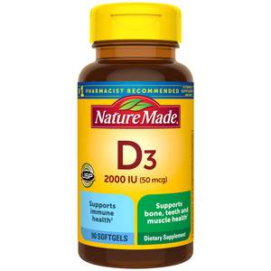 Nature Made Vitamin D3 2000 IU (50 mcg), Vitamin D Supplement for Bone, Teeth, Muscle and Immune Health Support, 90 Softgels, 90 Day Supply