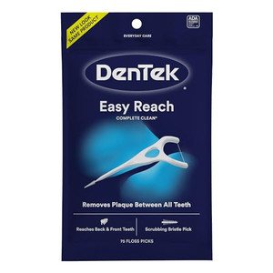 Dentek Complete Clean Easy Reach Floss Picks, Break & Shred-Proof Dental Floss Picks, 75 Count