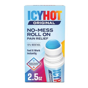 Icy Hot Original Pain Relief No-Mess Roll-On Applicator, Fast-Acting Pain Relief with Max Strength Menthol 16%, Contrast Therapy for Backaches, Joint