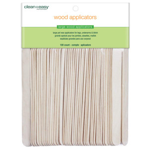 Clean + Easy Large Wooden Wax Stick Applicator  Waxing Sticks for Hair Removal on Body, Legs, Arms, Chest & Back  Disposable Spatula for Salon & At