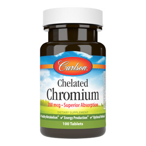 Carlson Chelated Chromium 200 mcg Superior Absorption - Healthy Metabolism Energy Production & Optimal Wellness - 100 Tablets