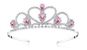 Lovelyshop Pink Gems Rhinestone Tiara, for Little Kid Big Kid Girl Prom Birthday Princess Party