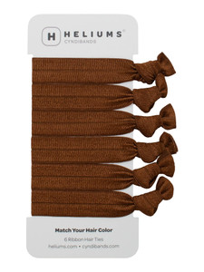 Cyndibands Elastic Hair Ties - Brown - Gentle Hold Ribbon Ponytail Holders, 6 Count