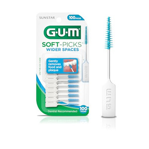 GUM Soft-Picks Wider Space, Easy to Use Dental Picks for Teeth Cleaning and Gum Health, with Convenient Carry Case, Dentist Recommended Dental Picks,