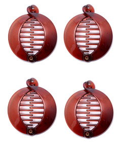 Prettyou 2.5 Inches Effortless Beauty Assorted Side Combs Ponytail Hair Clip Comb Pin Round Banana Clips, Pack of 4(Brown)