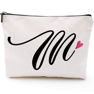 M Initial Monogram Personalized Travel Makeup Bag,Cosmetic Bag Gifts with Zipper Waterproof(Makeup bag-Letter M-2)