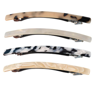 4 Pack Sparkly Slim Bow Tortoise Shell Celluloid Marble Acetate Durable Hinge Hair Barrette Leopard Print Ponytail Holders Classic French Barrette Ru