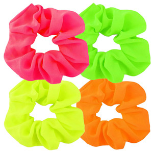 AUEAR, 8 Pack Neon Scrunchies, 80s Hair Accessories Bright Colors Scrunchy Premium Elastic ties Ponytail Bands for Women 90s Party Outfits Workout Co