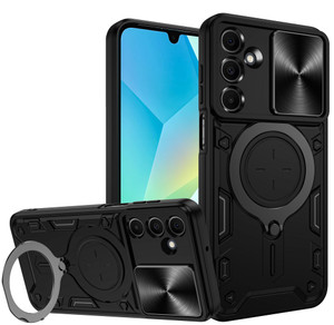 Compatible for Samsung Galaxy-A16 5G Case?with Slide Camera Cover Protector,Military-Grade 360° Full Protector, with Metal Kickstand,Black