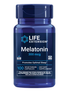 Life Extension Melatonin, 300 mcg, Gentle Sleep Support, Healthy circadian Rhythms, Cellular Defense, Gluten-Free, Non-GMO, Vegetarian, 100 Capsules