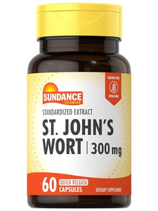Sundance St. John's Wort Capsules | 300mg | 60 Count | Non-GMO and Gluten Free Standardized Extract