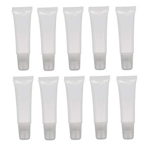 10PCS 15ML 0.5OZ Transparent Empty Mini Plastic Lip Gloss Soft Tubes with Screw Cap Lip Balm Hand Cream Holder DIY Reusable Refillable Vial Container