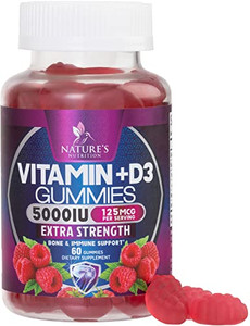 Vitamin D3 Supplement Gummy 5000 IU (125 mcg) Dietary Vitamins D for Men & Women - Bone, Teeth, Muscle and Immune Health Support, High Potency VIT D3