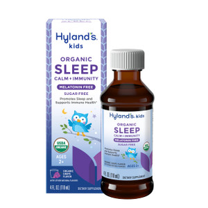 Hyland's Kids Melatonin-Free Organic Sleep Calm & Immunity Liquid, Sugar-Free with Magnesium, Vitamin D, Zinc & Elderberry, Promotes Sleep & Supports