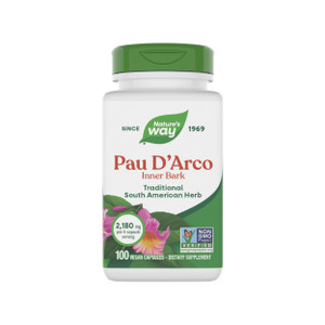Nature's Way Pau d'Arco Inner Bark, Traditional South American Herb, 2,180 mg per 4-Capsule Serving, Non-GMO Project Verified, 100 Capsules (Packagin