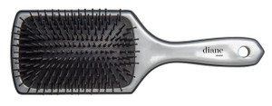 Diane Small Cushion Paddle Brush, 13-Row, Ideal for Medium to Thick Hair, Detangling and Smoothing, Silver
