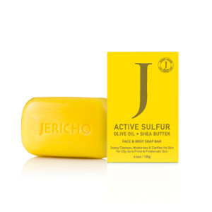 Jericho Dead Sea Sulfur Soap with Olive Oil  Helps with Acne, Psoriasis, Eczema & Blackheads  For Oily to Normal Skin  Vegan Face & Body Bar for M