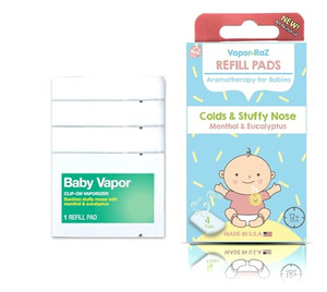 RaZbaby Vapor-RaZ Refills/Baby Cough and Cold Relief/Use at Home & on The go/All Natural Menthol & Eucalyptus / 4 Refills