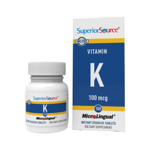 Superior Source Vitamin K 100 mcg - Bone Strength & Health Support Supplement - Vitamin K Supplement Aids Blood Health & Calcium Absorption - 30 Subl
