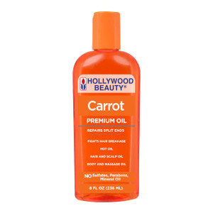 Hollywood Beauty Carrot Hair Oil, 8oz Bottle, Hair, Scalp, Skin, Nail, & Massage Oil, Helps Repair Damaged Hair & Skin, Can be Used as a Hot Oil Trea