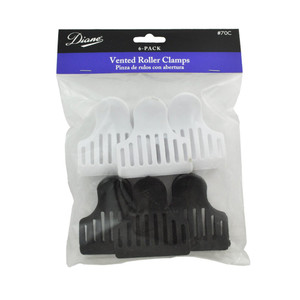 Diane D70C Vented Roller Clamps – Black and White, 6 Count (Pack of 1)