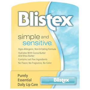 Blistex Simple & Sensitive Lip Balm, 0.15 Ounce Tube  Hypo-Allergenic Unflavored Lip Balm, Gentle Lip Moisturizer For Dry Lips, Contains Shea & Coco