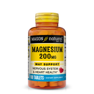Mason Natural Magnesium 200 mg, Muscle and Nerve Function Support, 100 Tablets