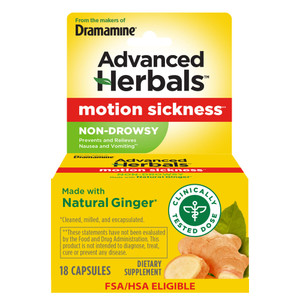 From the Makers of Dramamine, Advanced Herbals with Natural Ginger, for Nausea Relief, Morning Sickness Relief & Motion Sickness Relief During Travel