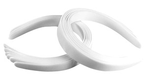12ct HipGirl Bulk Plain Craft Plastic Headbands for Women's DIY Hair Accessories (1 Wide, White)