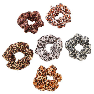 6 Pack Leopard Print Hair Scrunchies Soft Chiffon Printing Fabric Scrunchy Bobbles Elastic Hair Bands Ties Hair Accessories Wrist Band Cosplay Show f