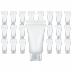 24Pcs Empty Refillable Transparent Plastic Portable Soft Squeezable Cosmetic Bottle Tube With Screw Lid For Storage Facial Cleaner Lotion Emulsion Sh