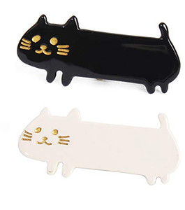 CRIZAN Women Girls Acrylic Resin Hair Barrettes Fashion Cat Hair Clip Duck Bill (Black White)