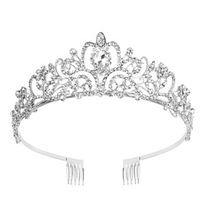 CAVETEE Tiaras and Crowns for Women Silver Tiaras Crowns Bridal Wedding Prom Birthday Party Headbands for Women Crystal Rhinestones Tiara with Comb f
