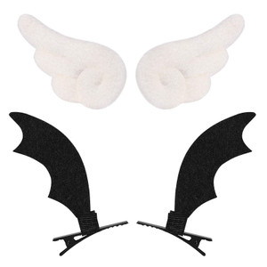 Beaupretty Hair Clips, 2 Pairs Angel Wings and Devil Wings Plush Hair Clips, Cute Hair Accessories for Girls