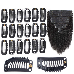 GBSTORE 20 Pcs Wig Clips Black 9-Teeth Metal Clips Snap-Comb Wig Clip for Hair Extension,32mm with Rubber DIY Wig Accessories Clips